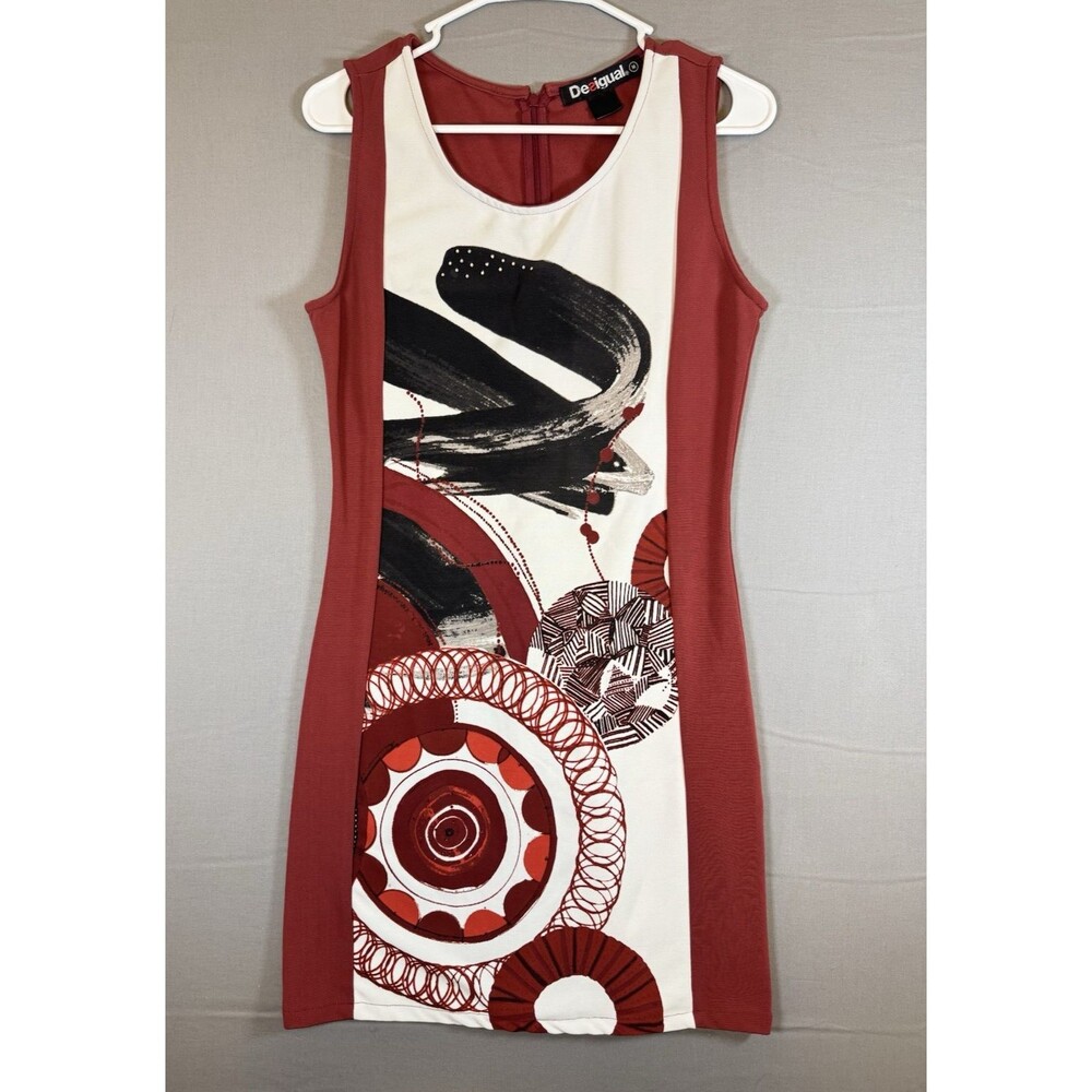Women's Desigual Bodycon Red Abstract Dress Size Medium